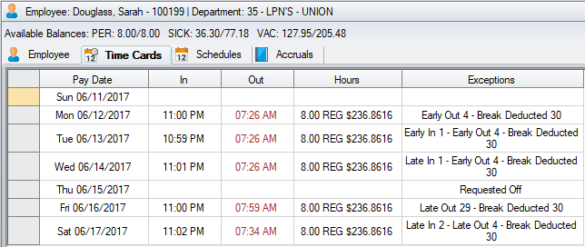 Time Cards And Hours SBV Workforce Management