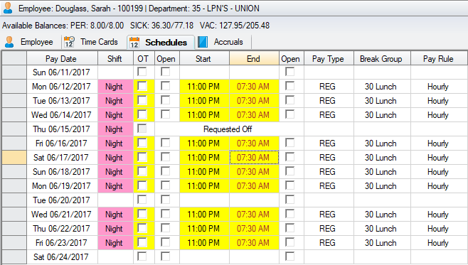 Schedules SBV Workforce Management